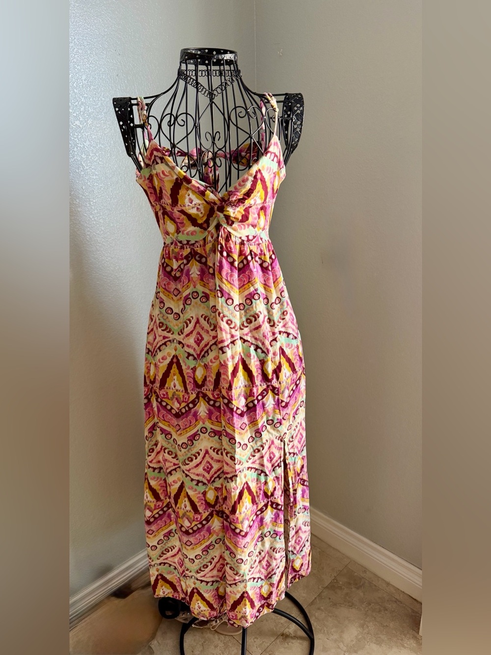 Rewind : Multicolor Midi dress in Pink, Purple, Yellow & Aqua